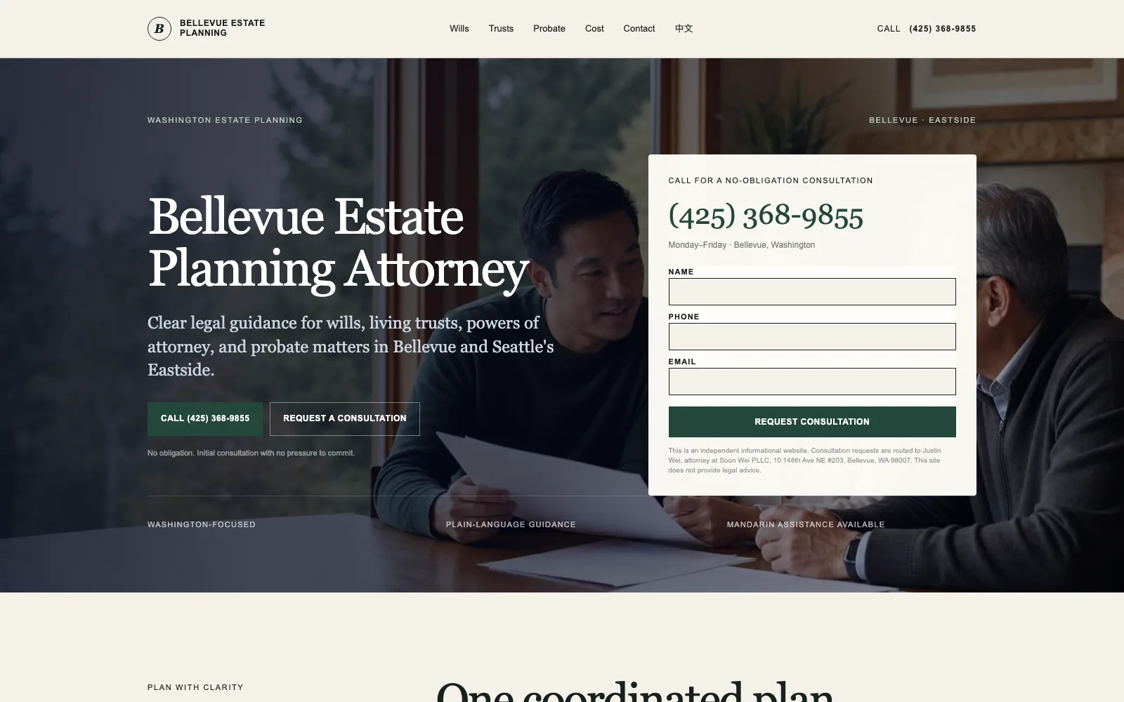 Bellevue estate planning attorney homepage